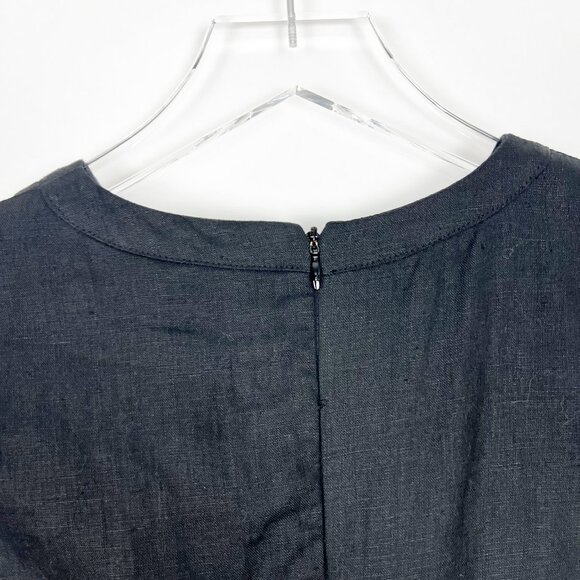 NWT Dissh Dress Women's Size 14 Black 100% Linen Long Sleeve Midi Dark Romantic - Picture 5 of 15